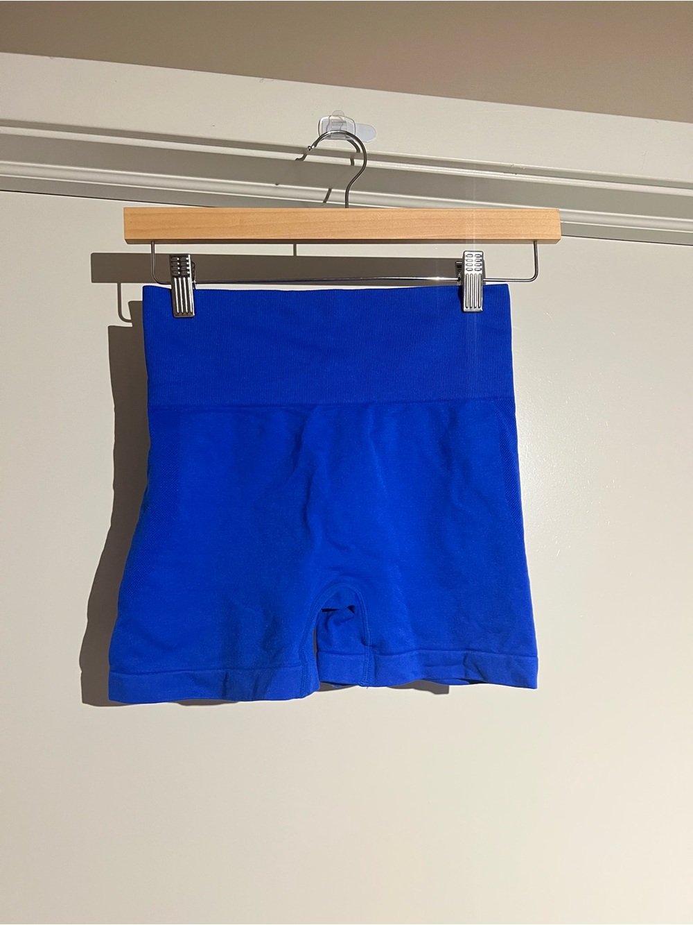 High-Rise Cobalt Blue Bike Shorts with Smooth Stretch
